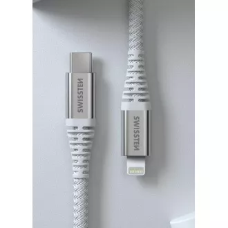 SWISSTEN PODATKOVNI KABEL KEVLAR USB-C / LIGHTNING 1,5 M BIJELI