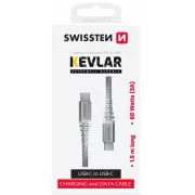 SWISSTEN PODATKOVNI KABEL KEVLAR USB-C / USB-C 1,5 M BIJELI