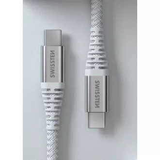 SWISSTEN PODATKOVNI KABEL KEVLAR USB-C / USB-C 1,5 M BIJELI