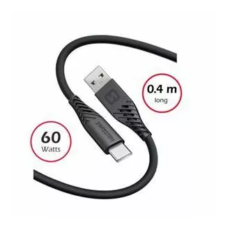 SWISSTEN PODATKOVNI KABEL MEKI SILIKON USB / USB-C 0,4 M CRNI SWISSTEN PODATKOVNI KABEL MEKI SILIKON USB / USB-C 0,4 M CRNI