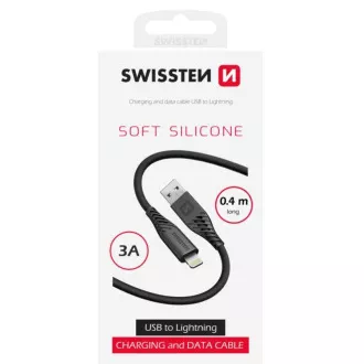 SWISSTEN PODATKOVNI KABEL MEKI SILIKON USB-A / LIGHTNING 0,4 M CRNI SWISSTEN PODATKOVNI KABEL MEKI SILIKON USB-A / LIGHTNING 0,4 M CRNI