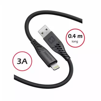 SWISSTEN PODATKOVNI KABEL MEKI SILIKON USB-A / LIGHTNING 0,4 M CRNI SWISSTEN PODATKOVNI KABEL MEKI SILIKON USB-A / LIGHTNING 0,4 M CRNI