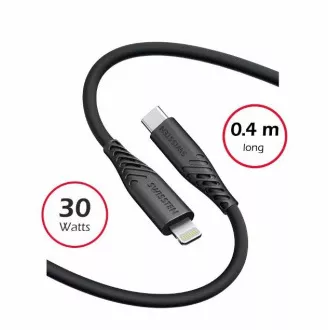 SWISSTEN PODATKOVNI KABEL MEKI SILIKON USB-C / LIGHTNING 0,4 M CRNI