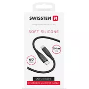 SWISSTEN PODATKOVNI KABEL MEKI SILIKON USB-C / USB-C 0,4 M CRNI