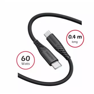 SWISSTEN PODATKOVNI KABEL MEKI SILIKON USB-C / USB-C 0,4 M CRNI