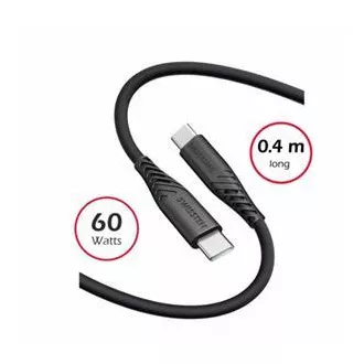 SWISSTEN PODATKOVNI KABEL MEKI SILIKON USB-C / USB-C 0,4 M CRNI