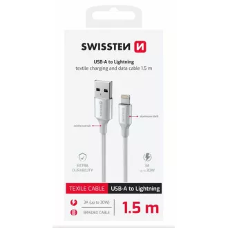 SWISSTEN DATA KABEL TEXTILE II USB / LIGHTNING 1,5 M BIJELI