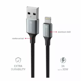 SWISSTEN DATA KABEL TEXTILE II USB / LIGHTNING 1,5 M CRNI