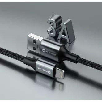 SWISSTEN DATA KABEL TEXTILE II USB / LIGHTNING 1,5 M CRNI
