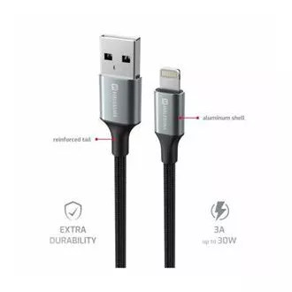 SWISSTEN DATA KABEL TEXTILE II USB / LIGHTNING 1,5 M CRNI