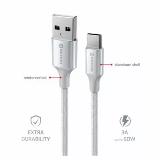 SWISSTEN PODATKOVNI KABEL TEKSTILNI II USB / USB-C 1,5 M BIJELI