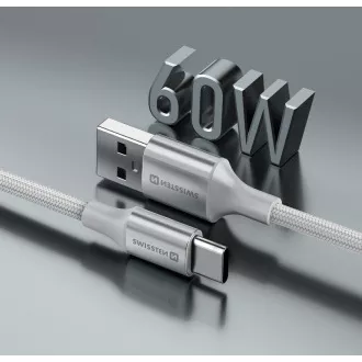 SWISSTEN PODATKOVNI KABEL TEKSTILNI II USB / USB-C 1,5 M BIJELI