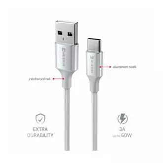 SWISSTEN PODATKOVNI KABEL TEKSTILNI II USB / USB-C 1,5 M BIJELI