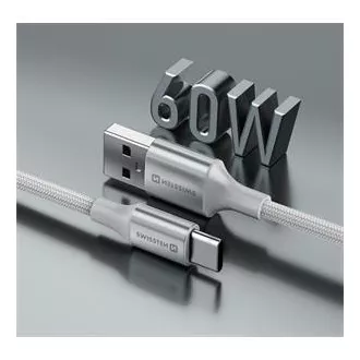 SWISSTEN PODATKOVNI KABEL TEKSTILNI II USB / USB-C 1,5 M BIJELI