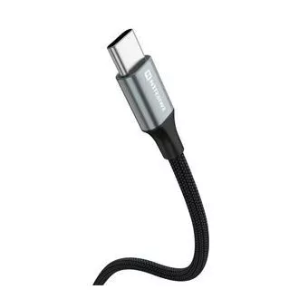 SWISSTEN PODATKOVNI KABEL TEKSTILNI II USB / USB-C 1,5 M CRNI