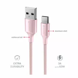 SWISSTEN DATA KABEL TEXTILE II USB / USB-C 1.5 M PINK