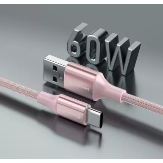 SWISSTEN DATA KABEL TEXTILE II USB / USB-C 1.5 M PINK