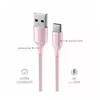 SWISSTEN DATA KABEL TEXTILE II USB / USB-C 1.5 M PINK