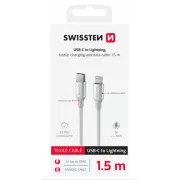 SWISSTEN PODATKOVNI KABEL TEXTILE II USB-C / LIGHTNING 1,5 M BIJELI