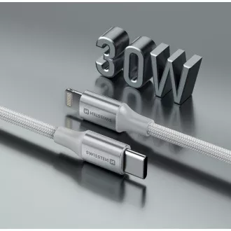 SWISSTEN PODATKOVNI KABEL TEXTILE II USB-C / LIGHTNING 1,5 M BIJELI