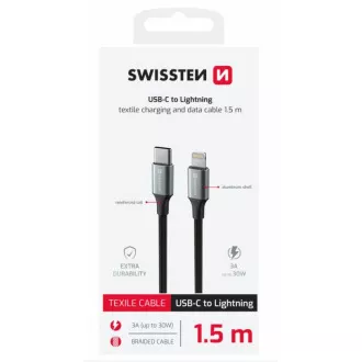 SWISSTEN PODATKOVNI KABEL TEXTILE II USB-C / LIGHTNING 1,5 M CRNI SWISSTEN PODATKOVNI KABEL TEXTILE II USB-C / LIGHTNING 1,5 M CRNI