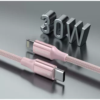 SWISSTEN PODATKOVNI KABEL TEXTILE II USB-C / LIGHTNING 1,5 M PINK