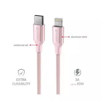 SWISSTEN PODATKOVNI KABEL TEXTILE II USB-C / LIGHTNING 1,5 M PINK