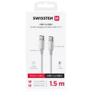 SWISSTEN PODATKOVNI KABEL TEKSTILNI II USB-C / USB-C 1,5 M BIJELI