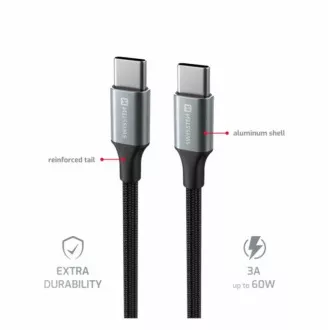 SWISSTEN PODATKOVNI KABEL TEKSTILNI II USB-C / USB-C 1,5 M CRNI