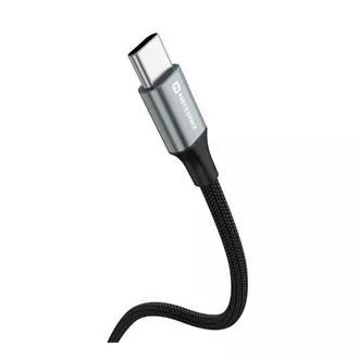 SWISSTEN PODATKOVNI KABEL TEKSTILNI II USB-C / USB-C 1,5 M CRNI