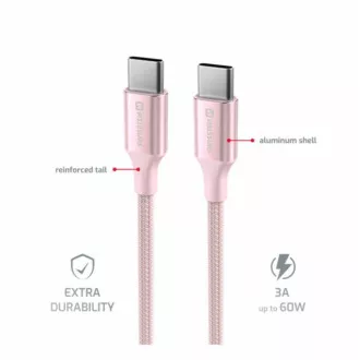 SWISSTEN PODATKOVNI KABEL TEKSTILNI II USB-C / USB-C 1,5 M ROZA