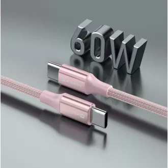 SWISSTEN PODATKOVNI KABEL TEKSTILNI II USB-C / USB-C 1,5 M ROZA