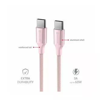 SWISSTEN PODATKOVNI KABEL TEKSTILNI II USB-C / USB-C 1,5 M ROZA