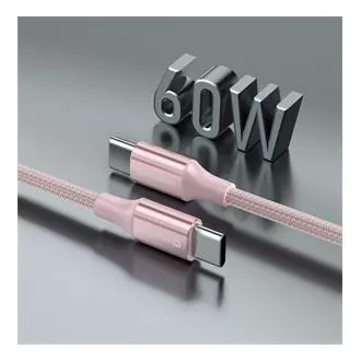 SWISSTEN PODATKOVNI KABEL TEKSTILNI II USB-C / USB-C 1,5 M ROZA
