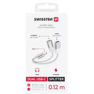 SWISSTEN AUDIO ADAPTER ZA PUNJENJE TEKSTILNI USB-C (muški) / 2x USB-C (ženski) 0,12 M BIJELI SWISSTEN AUDIO ADAPTER ZA PUNJENJE TEKSTILNI USB-C (muški) / 2x USB-C (ženski) 0,12 M BIJELI