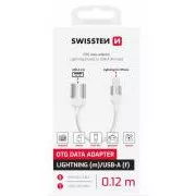 SWISSTEN OTG ADAPTER TEXTILE LIGHTNING (muški) / USB-A (ženski) 0,12 M BIJELI