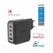 SWISSTEN MREŽNI ADAPTER GaN 3x USB-C 100W PD + 1x USB-A 18W QC CRNI