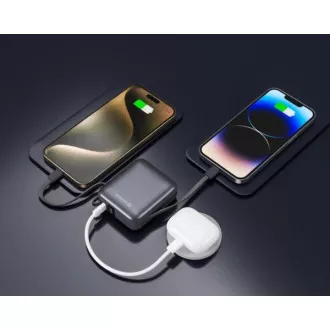 SWISSTEN POWER BANK 10000 mAh S INTEGRIRANIM USB-C I LIGHTNING KABLOVIMA SPACE SILVER
