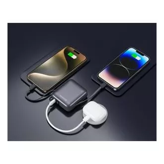 SWISSTEN POWER BANK 10000 mAh S INTEGRIRANIM USB-C I LIGHTNING KABLOVIMA SPACE SILVER