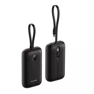 SWISSTEN POWER BANK VOLTBOX 35W 10000 mAh S INTEGRANIRANIM USB-C I LIGHTNING KABLOVIMA CRNA