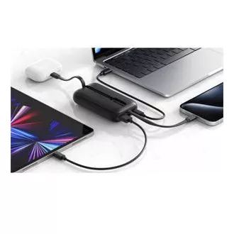 SWISSTEN POWER BANK VOLTBOX 35W 10000 mAh S INTEGRANIRANIM USB-C I LIGHTNING KABLOVIMA CRNA