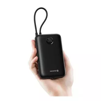 SWISSTEN POWER BANK VOLTBOX 35W 20000 mAh S INTEGRIRANIM USB-C I LIGHTNING KABLOVIMA CRNA