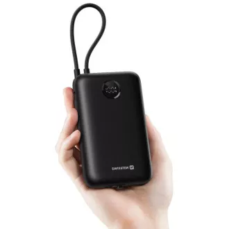 SWISSTEN POWER BANK VOLTBOX 35W 30000 mAh S INTEGRANIRANIM USB-C I LIGHTNING KABLOVIMA CRNA