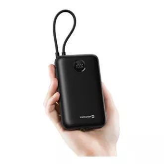 SWISSTEN POWER BANK VOLTBOX 35W 30000 mAh S INTEGRANIRANIM USB-C I LIGHTNING KABLOVIMA CRNA