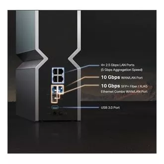 TP-Link Archer BE800 - BE19000 WiFi 7 router, 1x 10GWAN, 4x 2.5GLAN, 1x 10GLAN/SFP+, USB, 2.4/5/6GHz, HomeShield, EasyMesh
