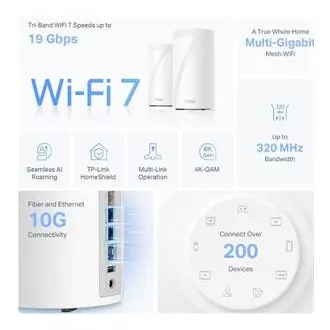 TP-Link WiFi router Deco BE85(2-pack) BE19000, WiFi 7, 1x 10GLAN, 2x 2.5GLAN, 1x 10GLAN/SFP+, USB, 2.4/5/6GHz