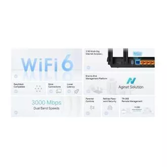 TP-Link EX510 Pro - AX3000 Multi-Gigabit Wi-Fi 6 ruter, 4x GLAN, 1x 2.5GWAN, TR-069, USB 3.0, WPA3, EasyMesh