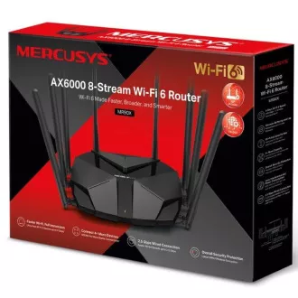 MERCUSYS MR90X - AX6000 WiFi 6 ruter dual AP/WiFi ruter, 3x GLAN, 1x GWAN/ 574Mbps 2.4/ 2402Mbps 5GHz