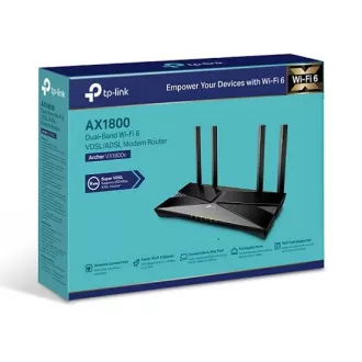 TP-Link Archer VX1800V - AX1800 Wi-Fi 6 VDSL/ADSL modem i usmjerivač, USB 2.0 za 3G/4G i medije, RJ-11 za VoIP telefon, Eas