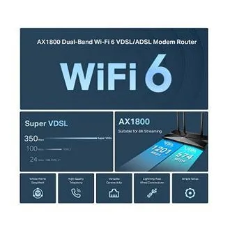 TP-Link Archer VX1800V - AX1800 Wi-Fi 6 VDSL/ADSL modem i usmjerivač, USB 2.0 za 3G/4G i medije, RJ-11 za VoIP telefon, Eas - Rabljen TP-Link Archer VX1800V - AX1800 Wi-Fi 6 VDSL/ADSL modem i usmjerivač, USB 2.0 za 3G/4G i medije, RJ-11 za VoIP telefon, Eas - Rabljen